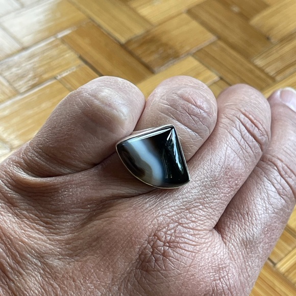 Striped Botswana agate ring, 925 - Picture 4 of 4